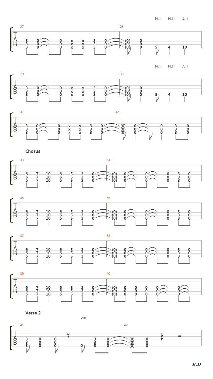 Down吉他谱