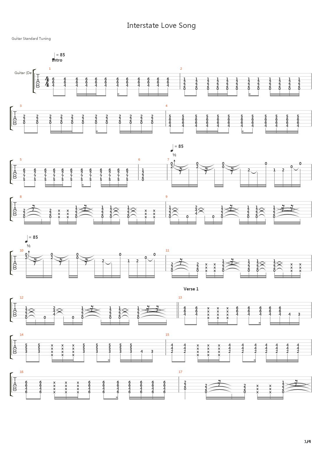 Interstate Love Song吉他谱