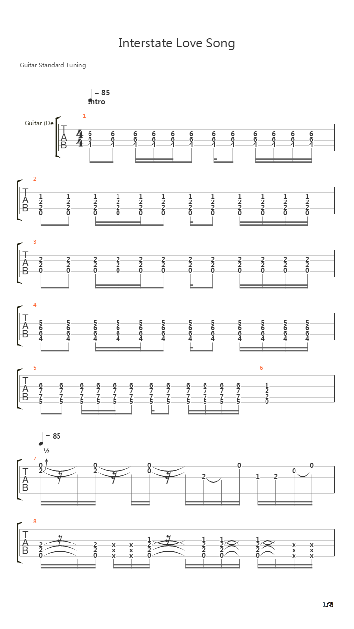 Interstate Love Song吉他谱