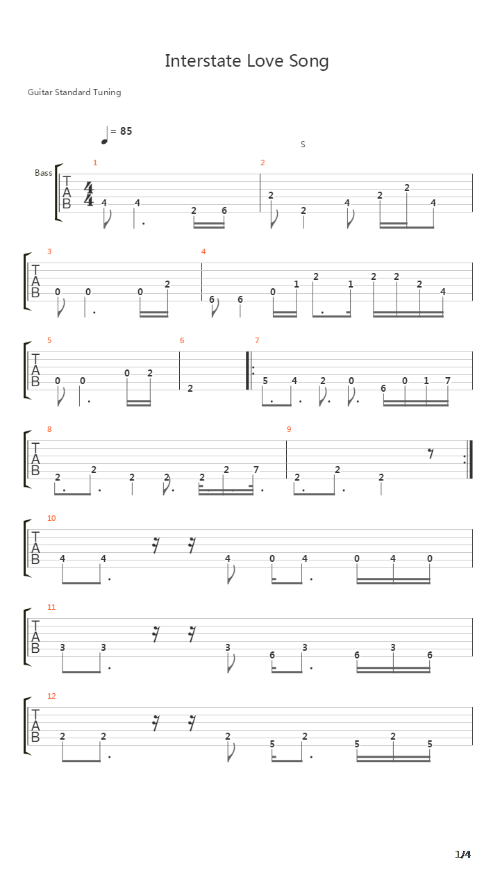 Interstate Love Song吉他谱