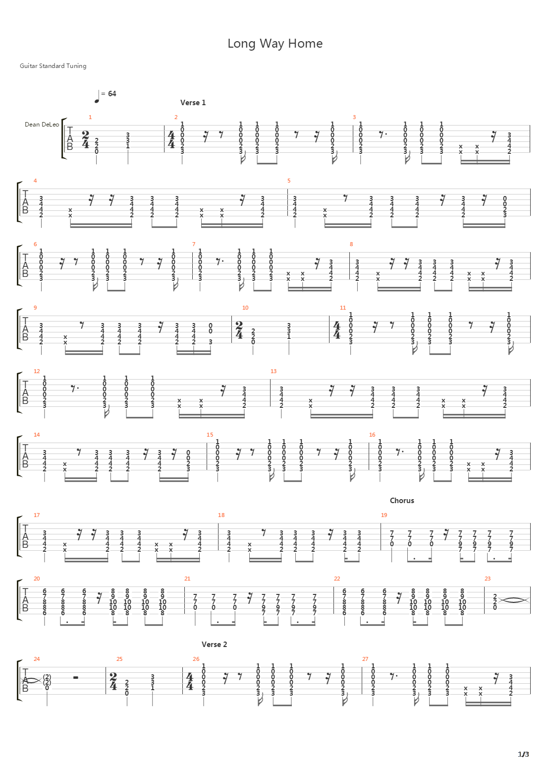 Long Way Home吉他谱