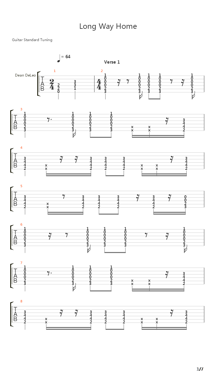 Long Way Home吉他谱