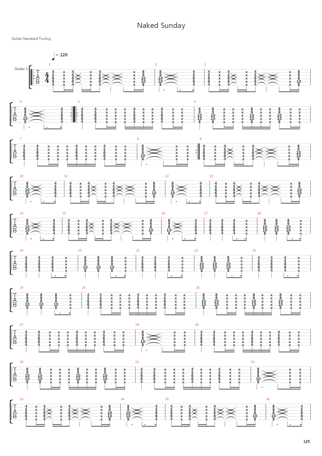 Naked Sunday吉他谱