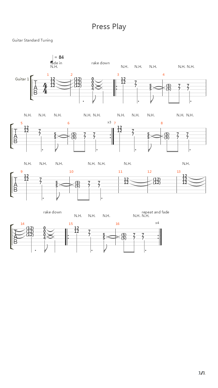 Press Play吉他谱