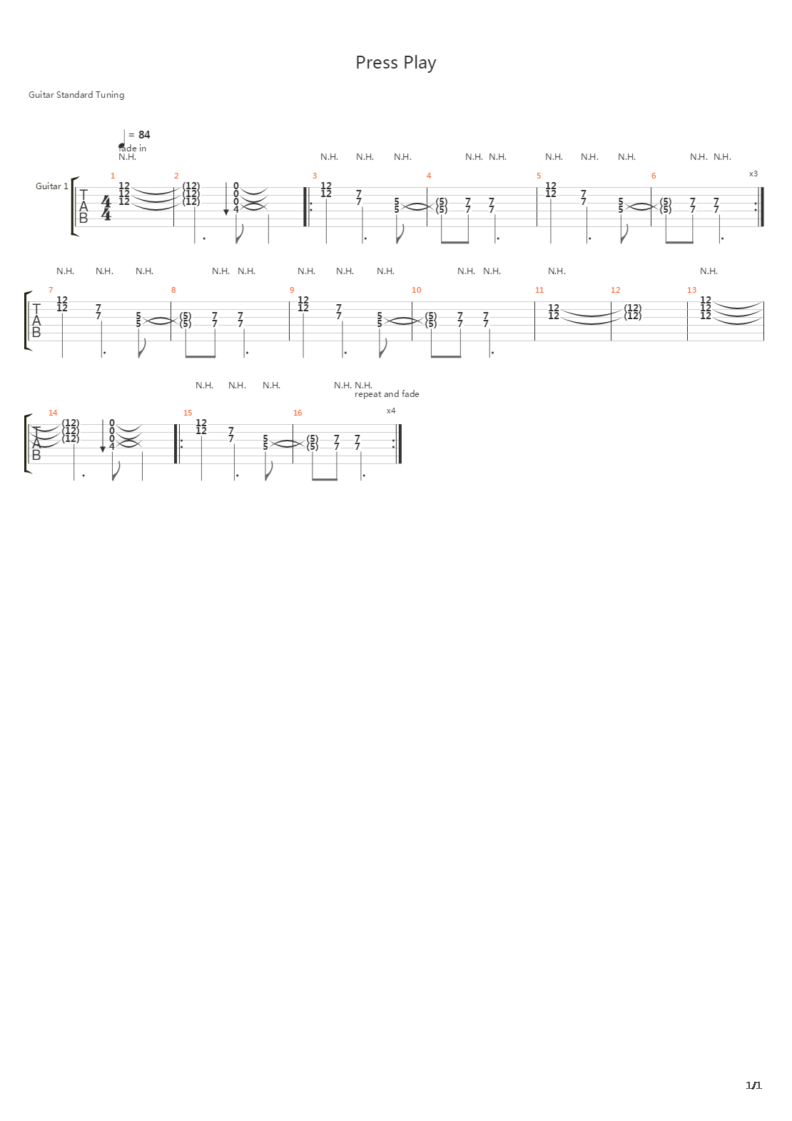 Press Play吉他谱