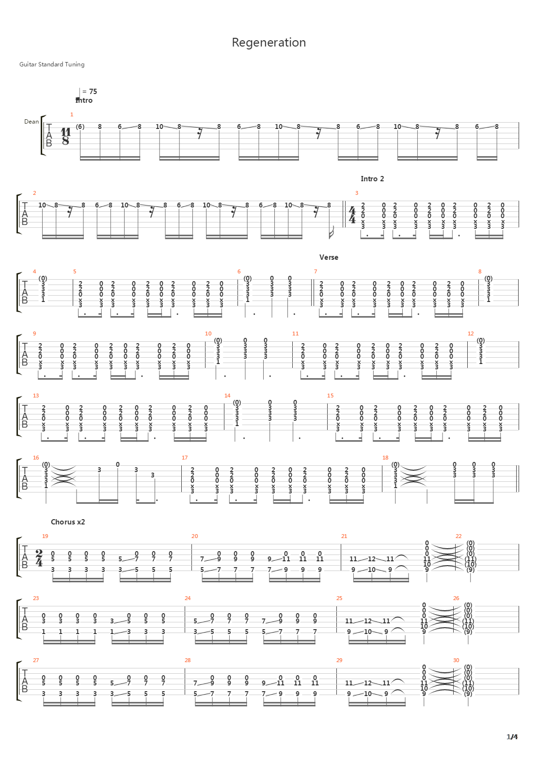 Regeneration吉他谱