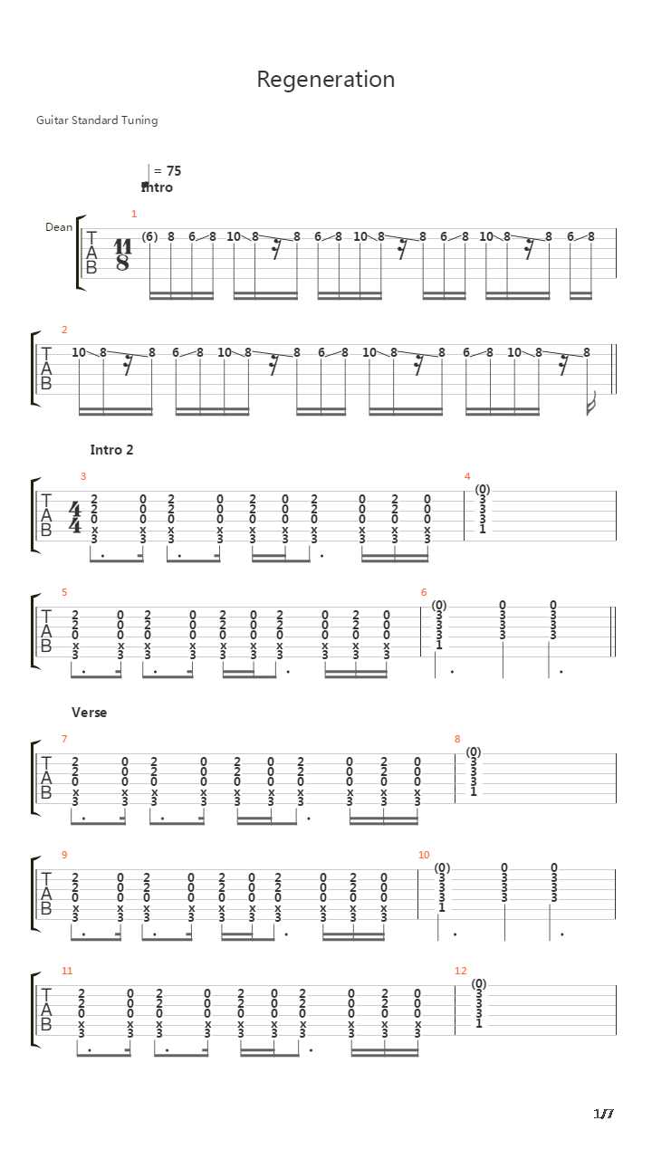 Regeneration吉他谱