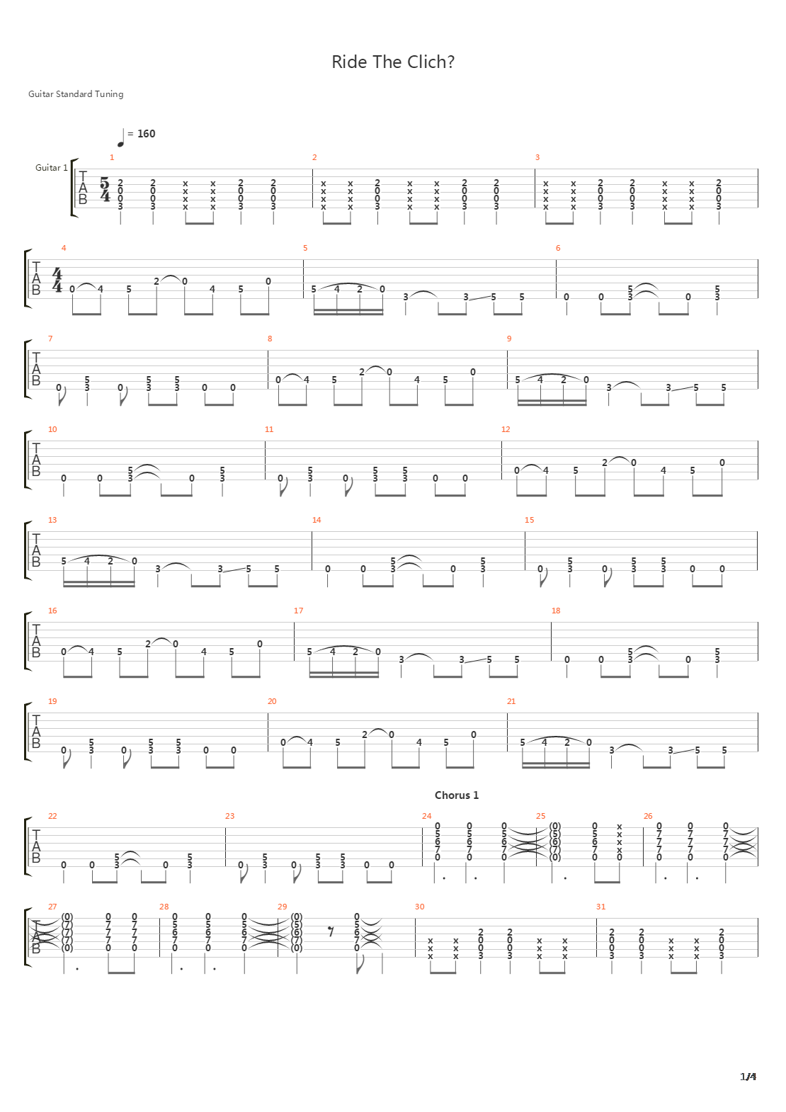 Ride The Cliche吉他谱