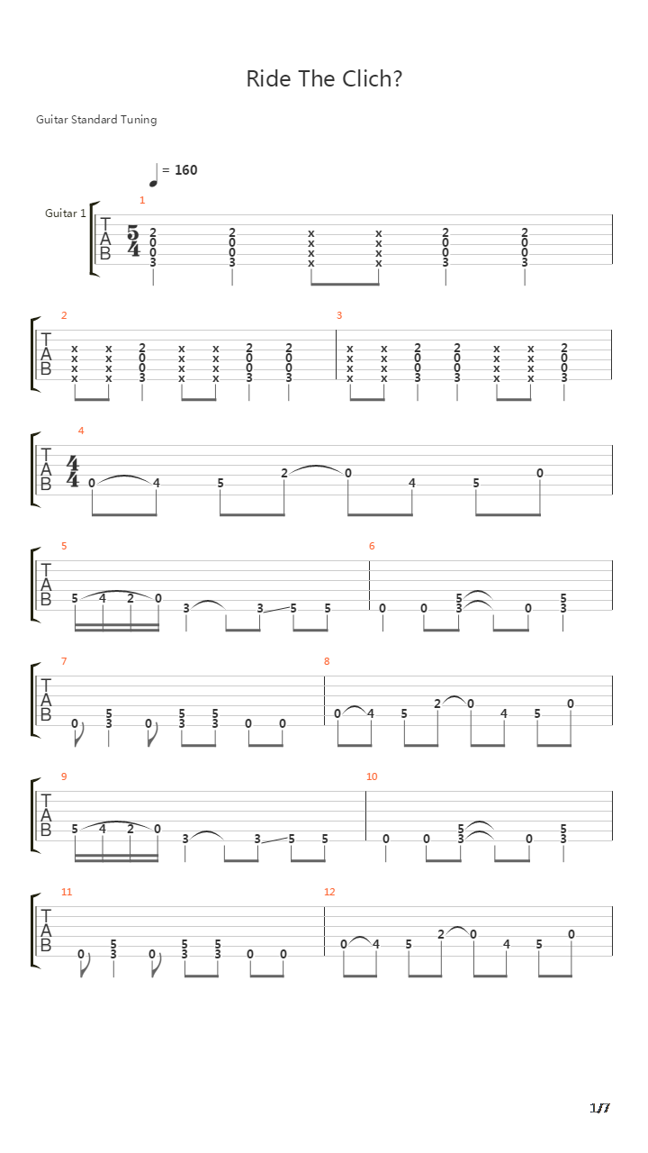 Ride The Cliche吉他谱