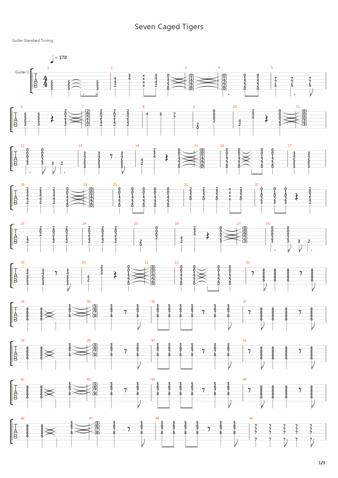 Seven Caged Tigers吉他谱