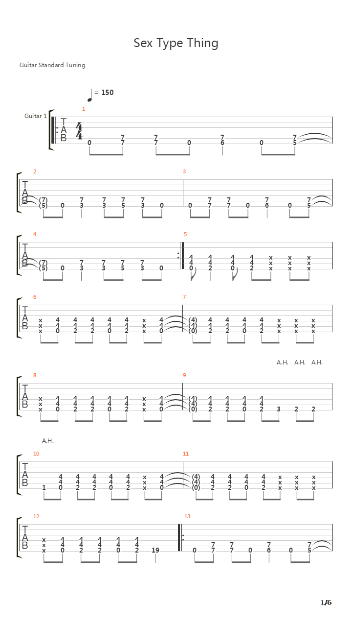 Sex Type Thing吉他谱