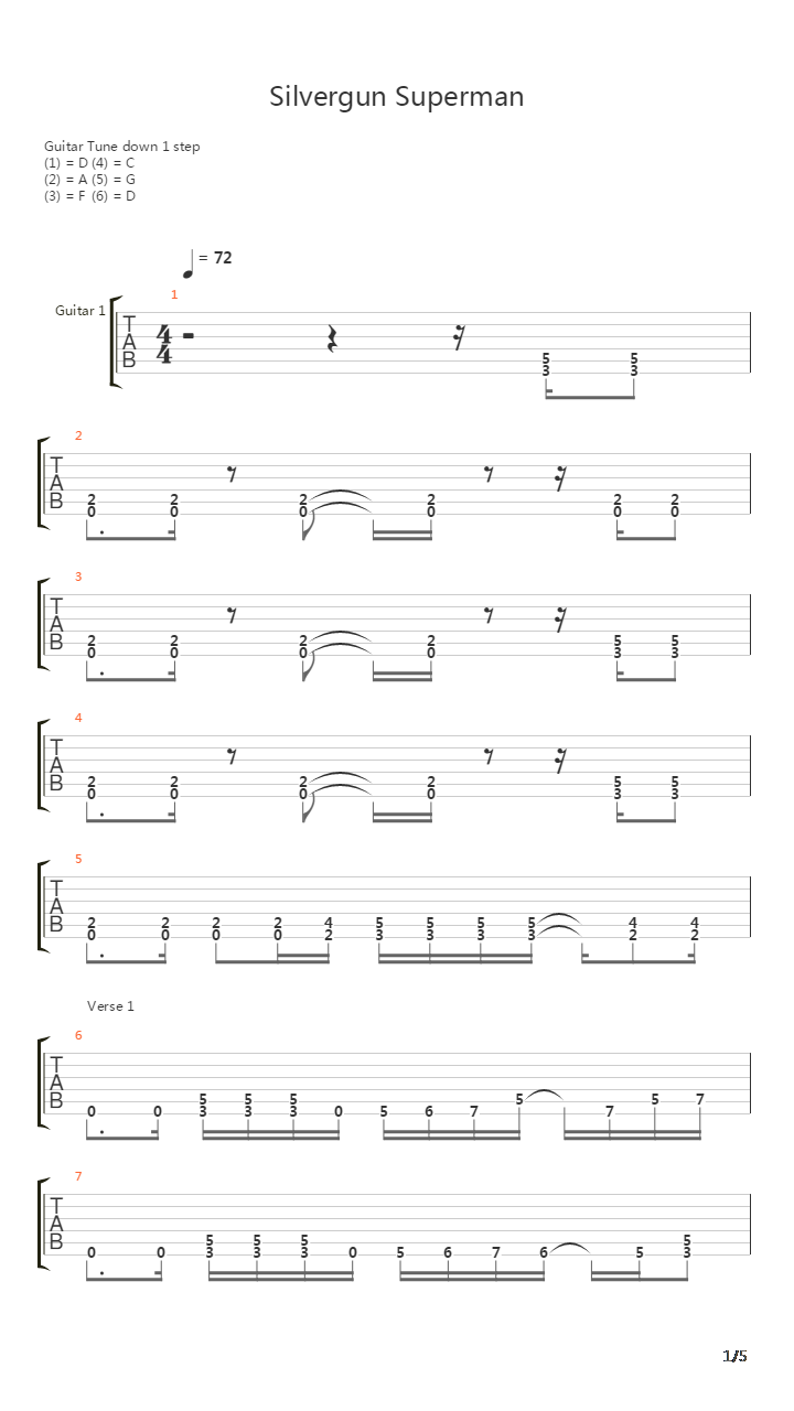 Silvergun Superman吉他谱