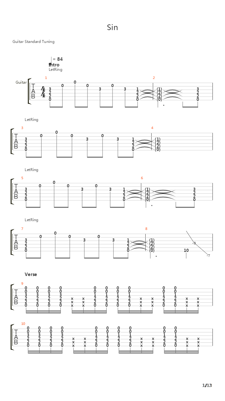 Sin吉他谱