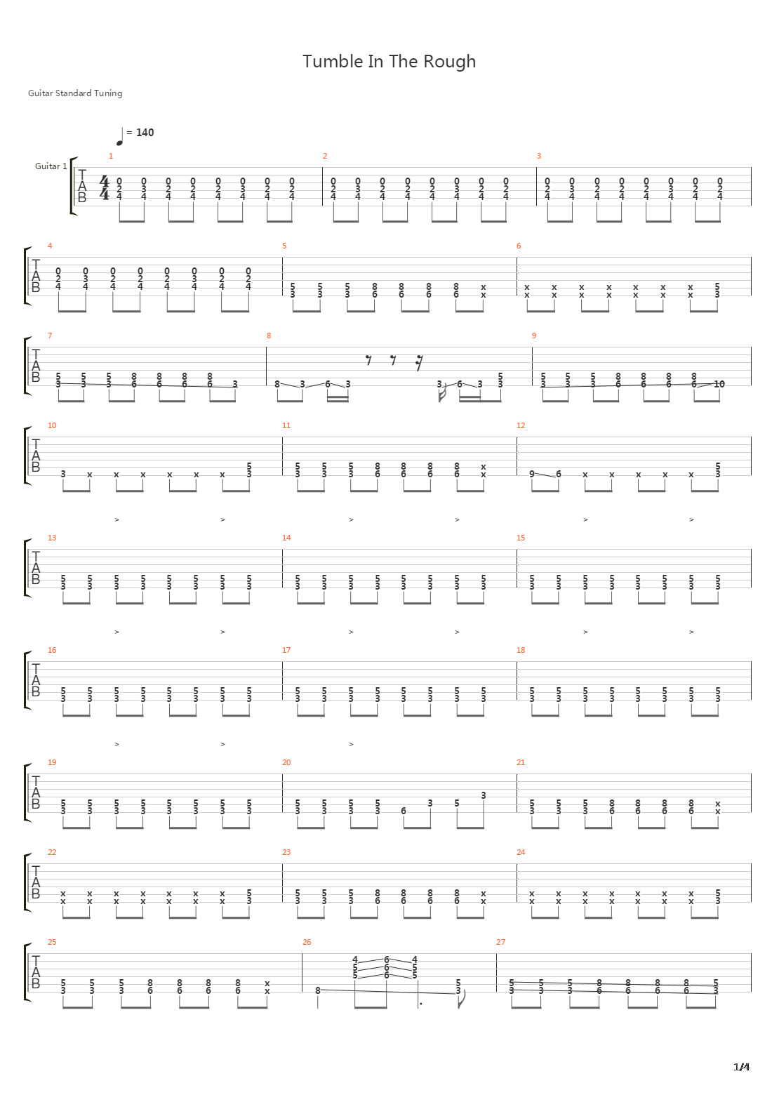 Tumble In The Rough吉他谱