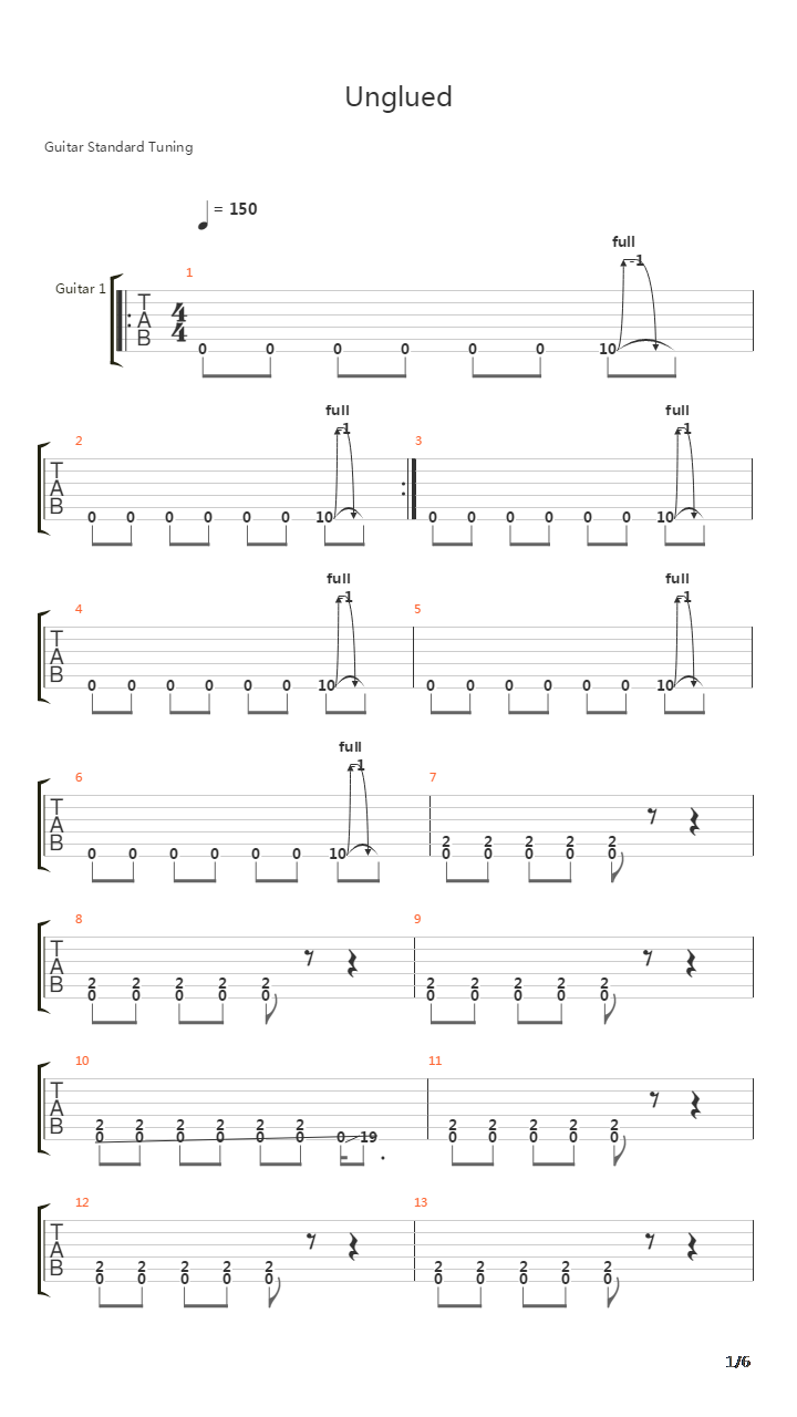 Unglued吉他谱