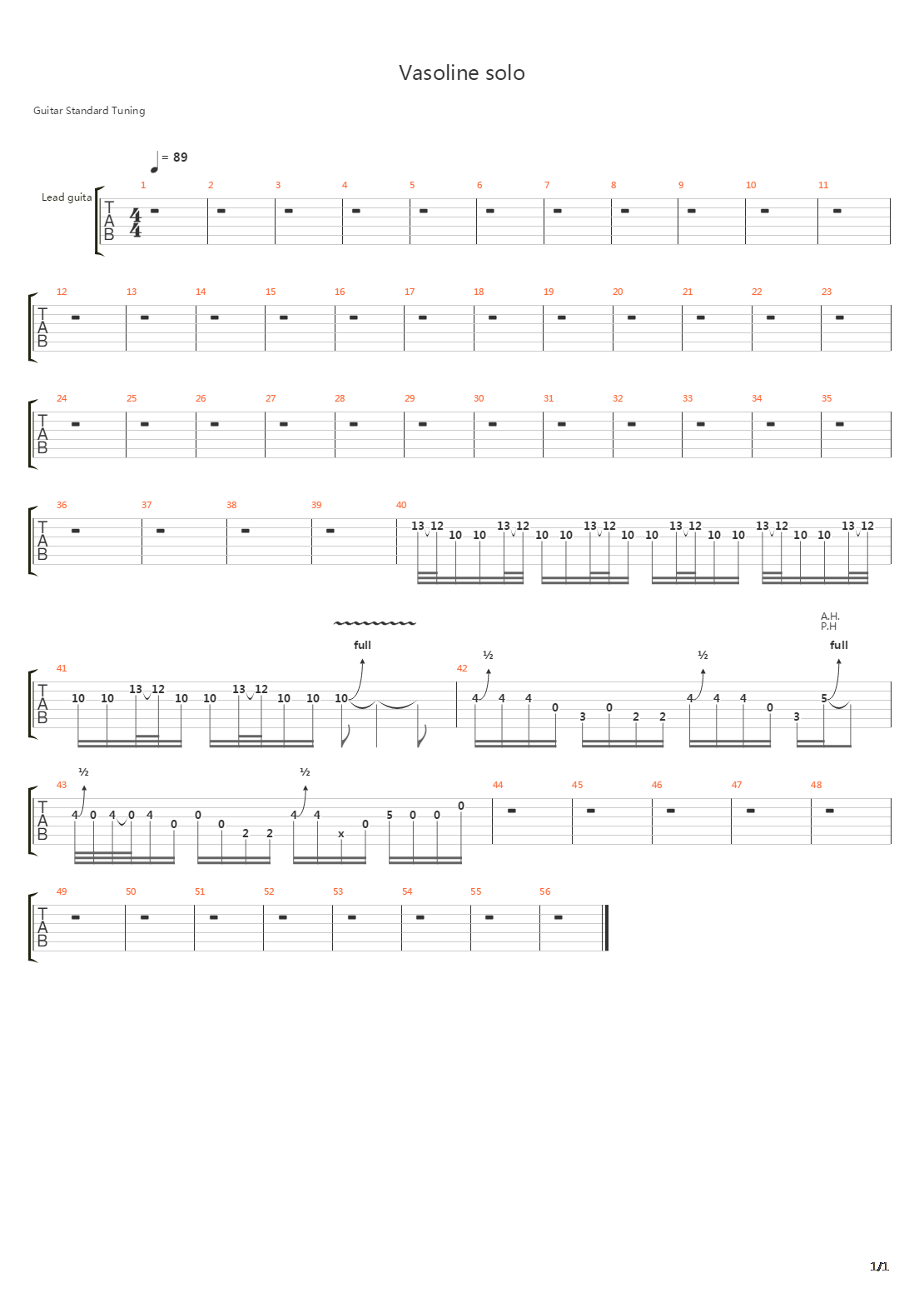 Vasoline吉他谱