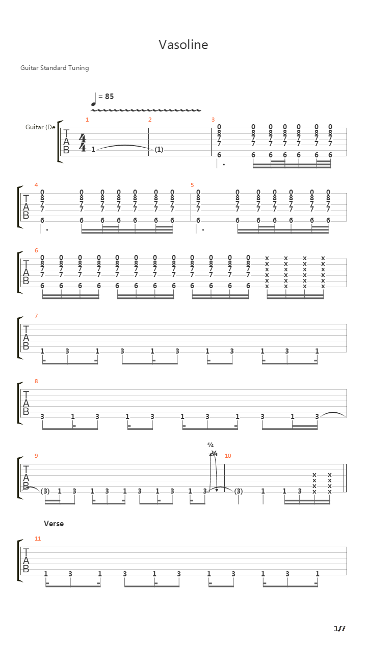 Vasoline吉他谱