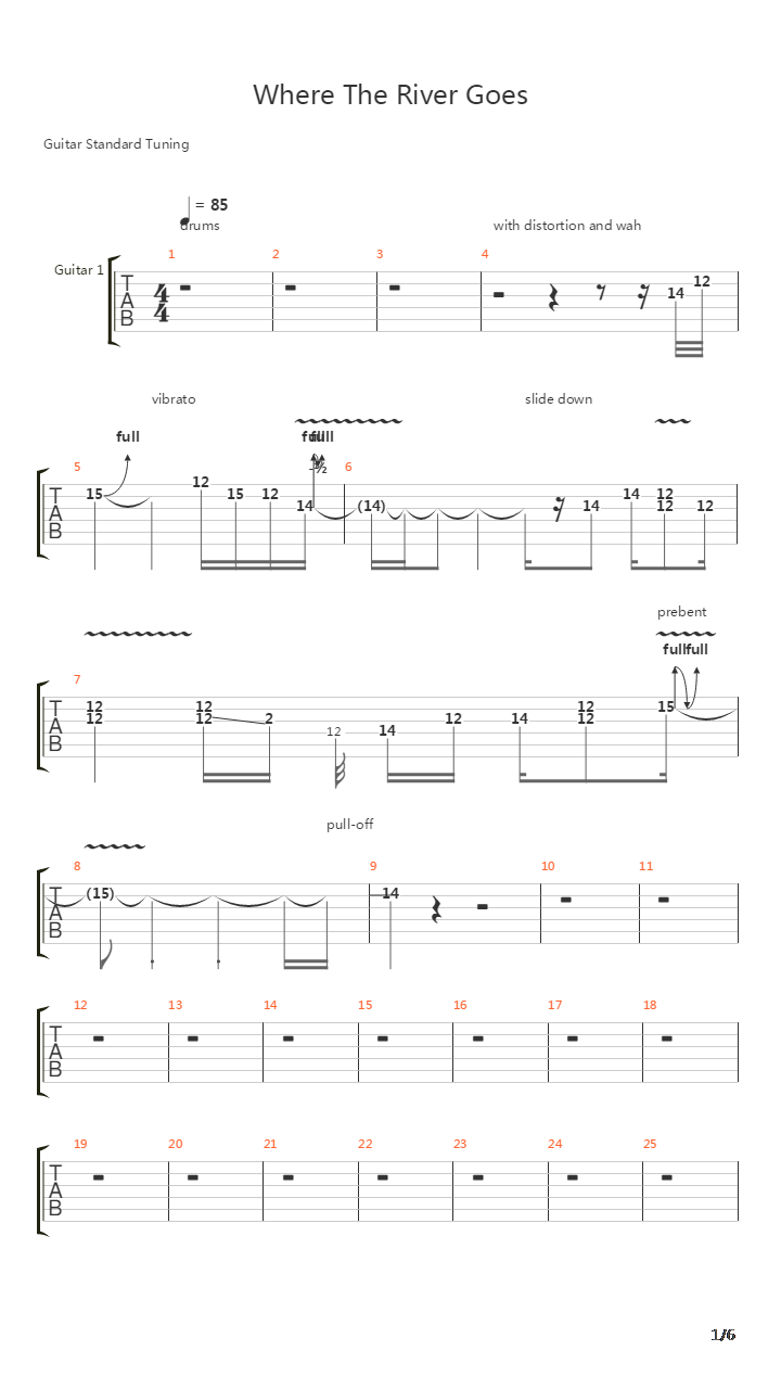 Where The River Goes吉他谱