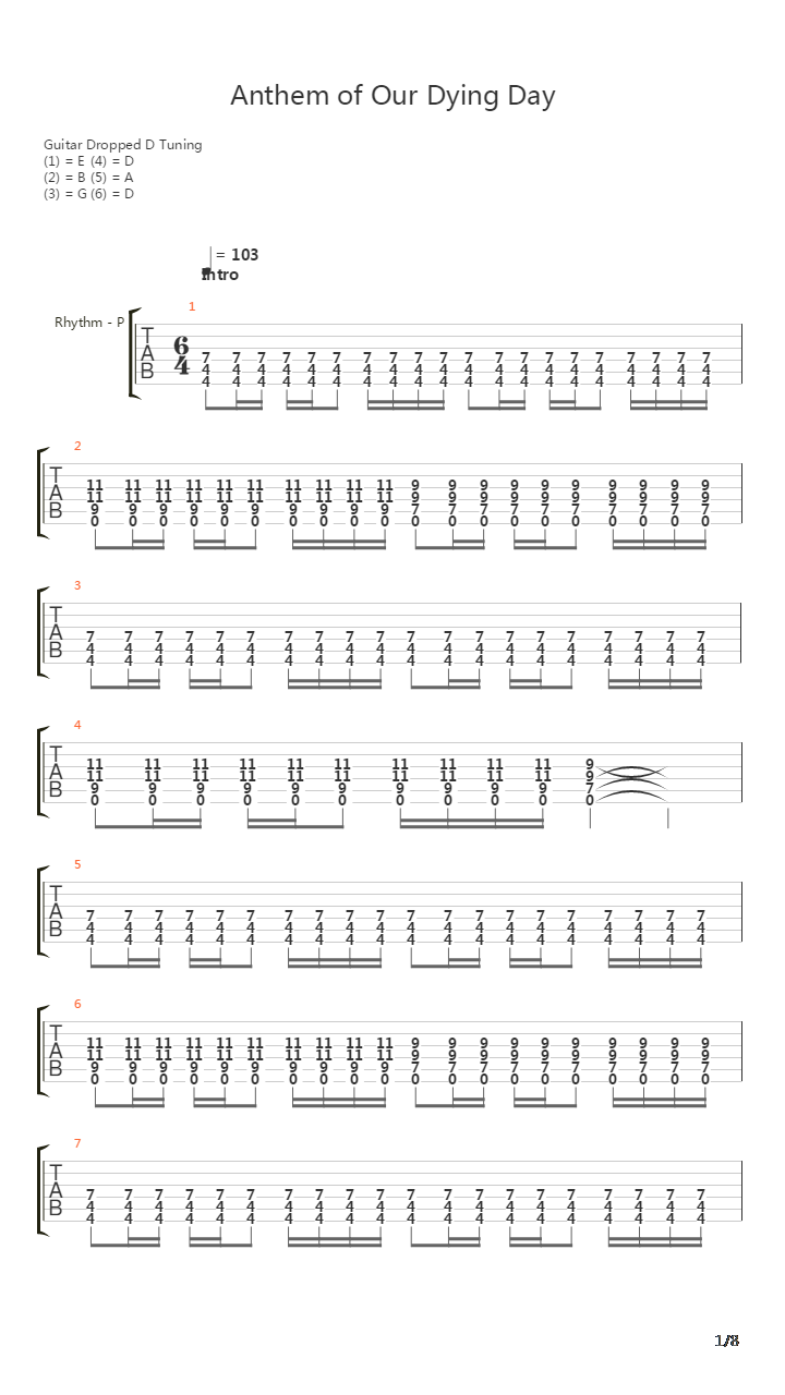 Anthem Of Our Dying Day吉他谱
