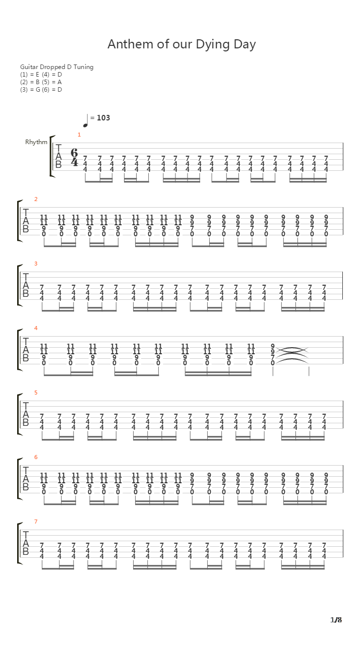 Anthem Of Our Dying Day吉他谱