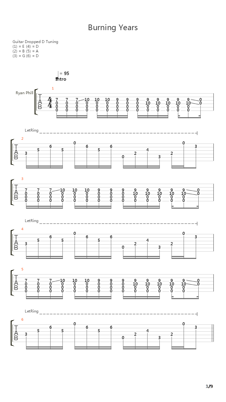 Burning Years吉他谱