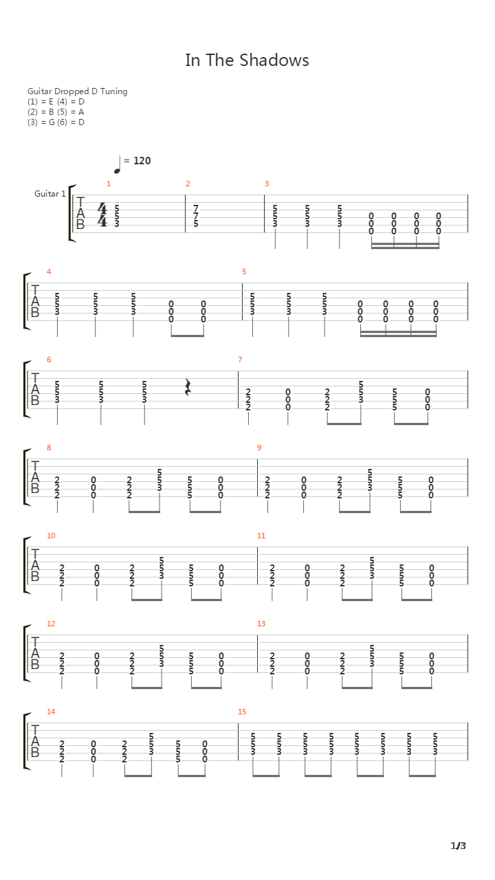 In The Shadows吉他谱