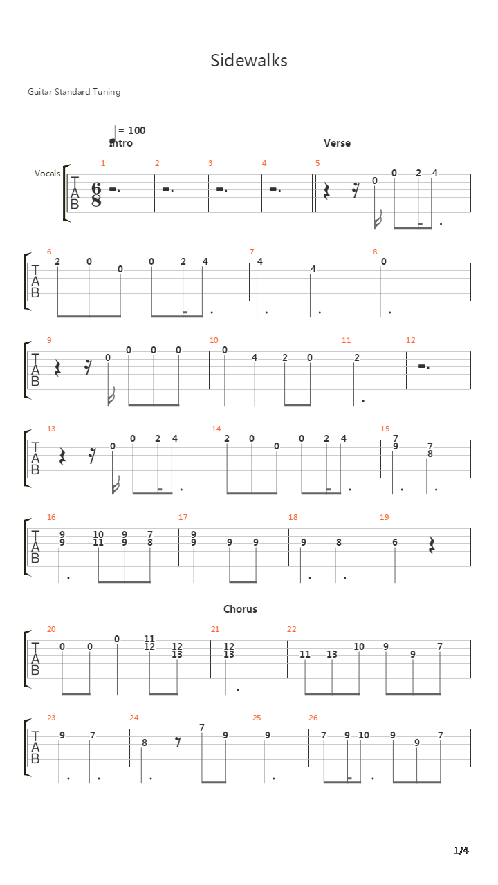 Sidewalks吉他谱