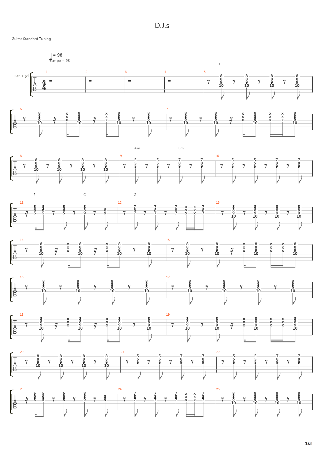 Djs吉他谱