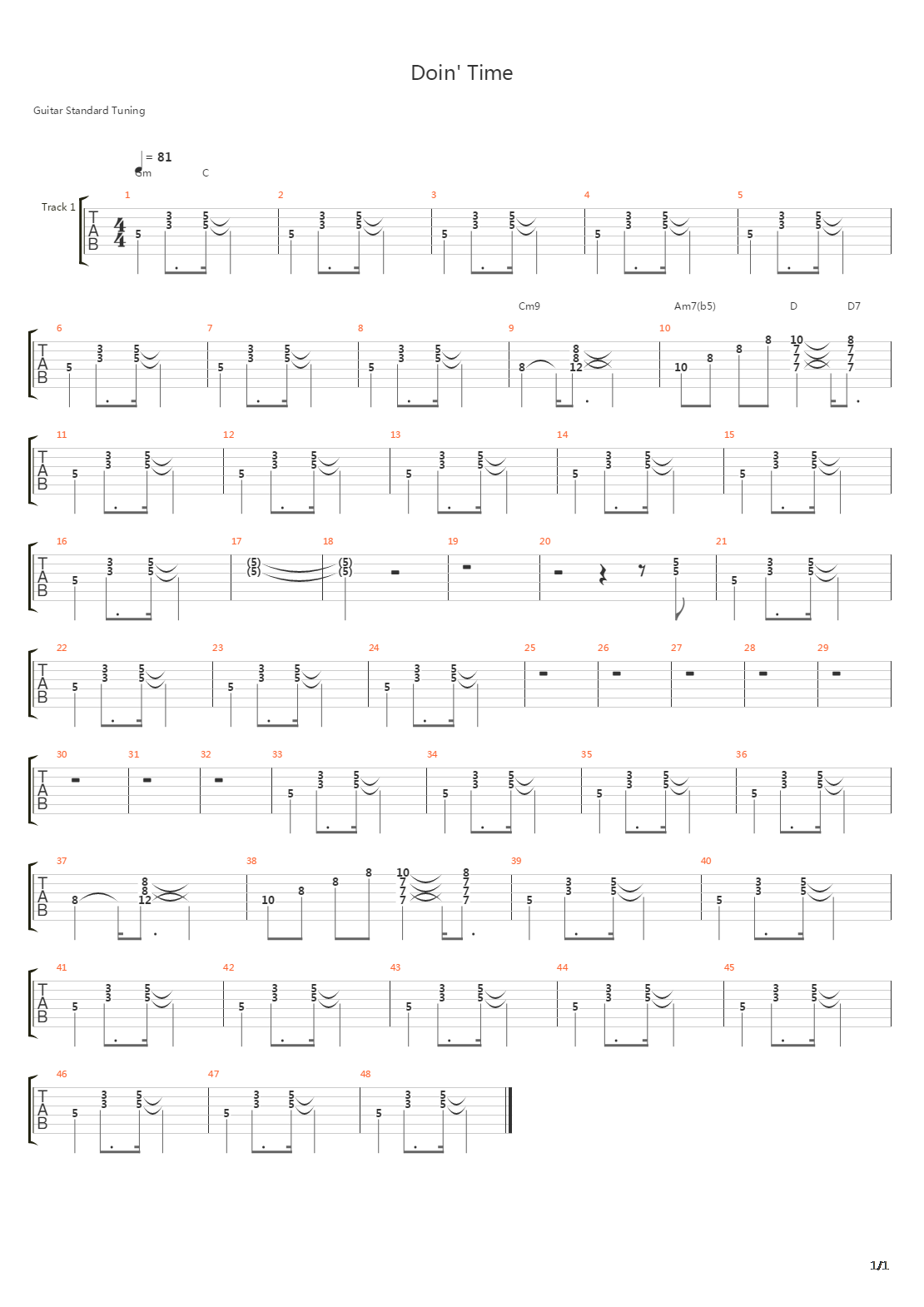 Doin Time吉他谱