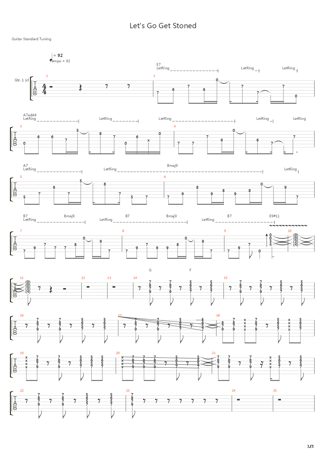 Lets Go Get Stoned吉他谱