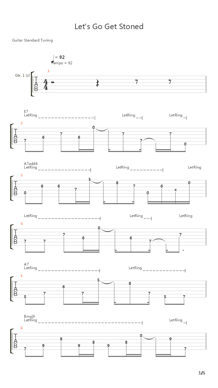 Lets Go Get Stoned吉他谱