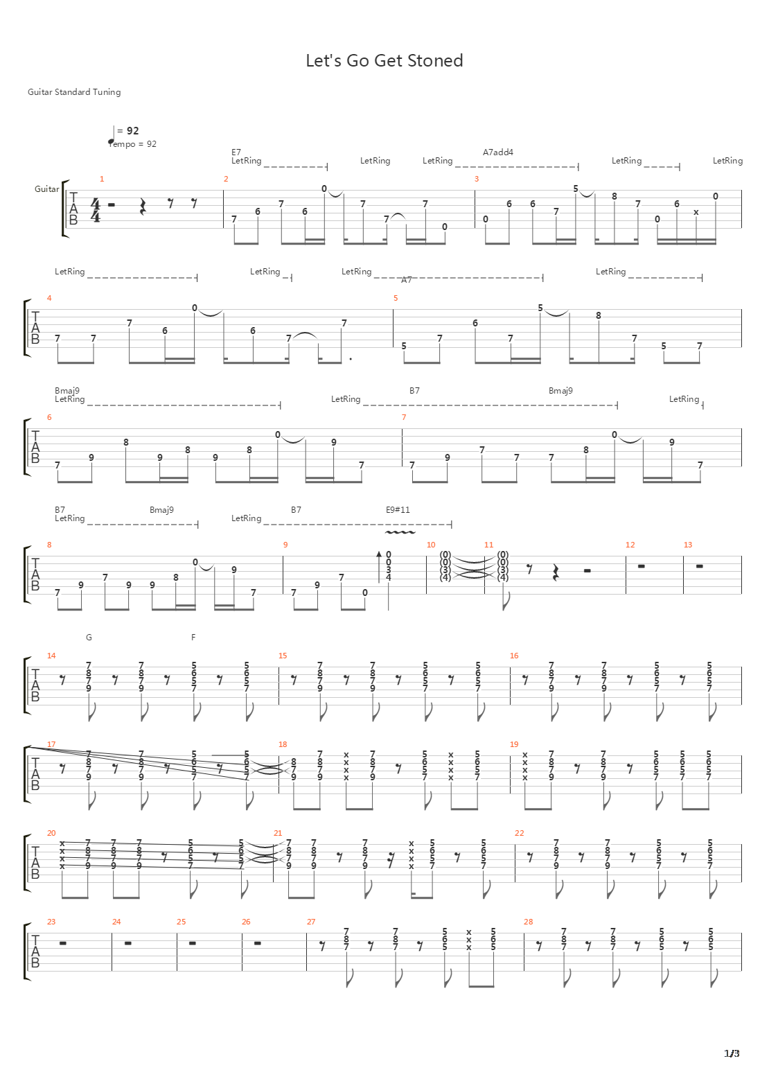 Lets Go Get Stoned吉他谱