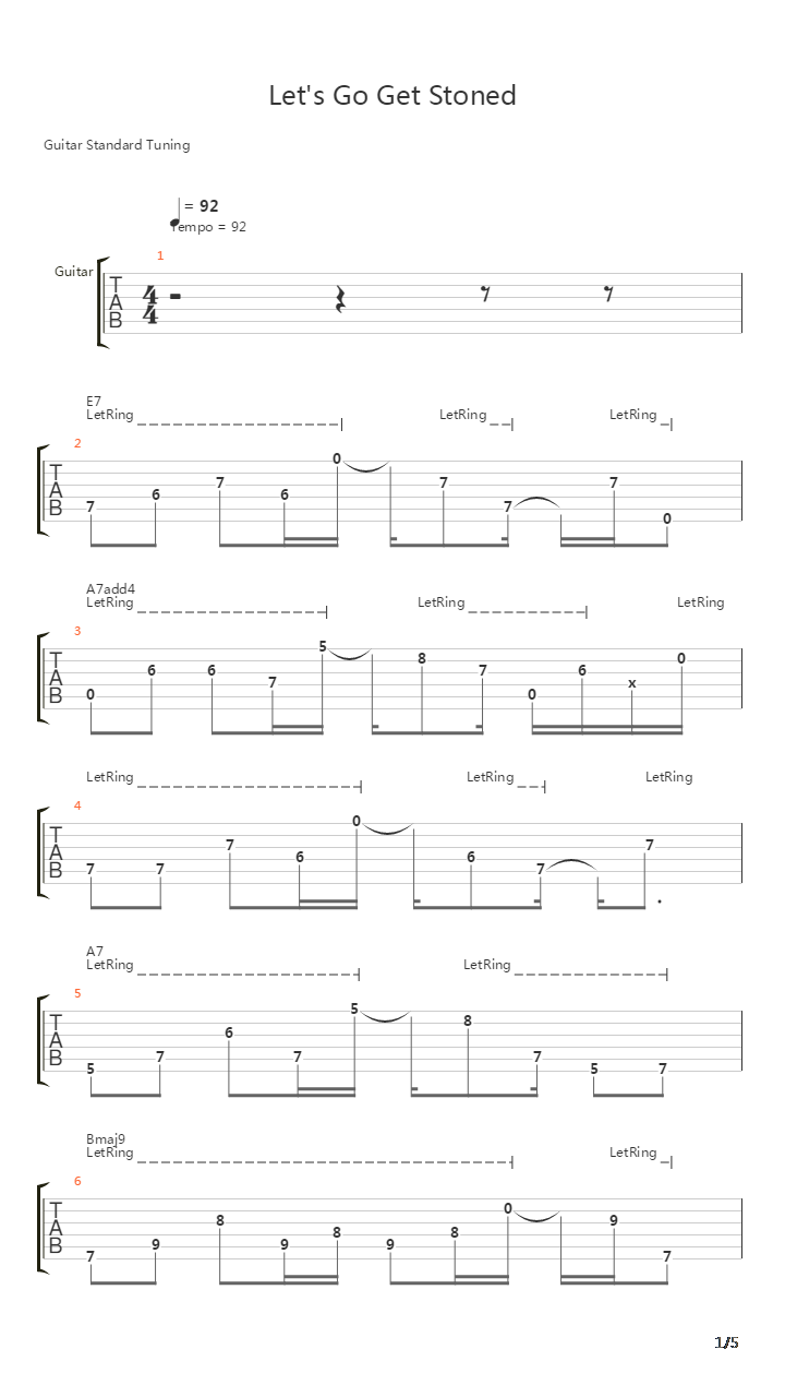 Lets Go Get Stoned吉他谱