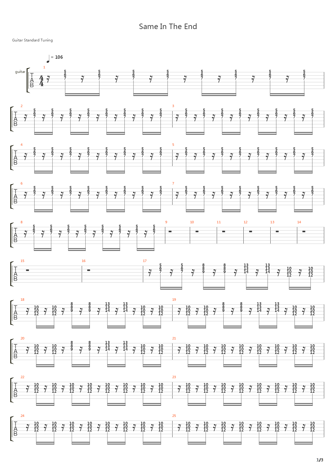 Same In The End吉他谱
