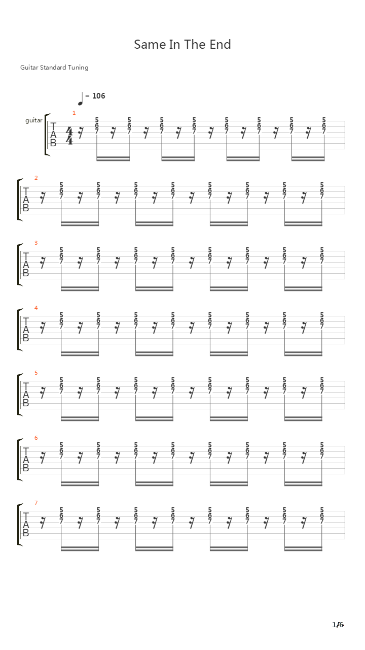 Same In The End吉他谱