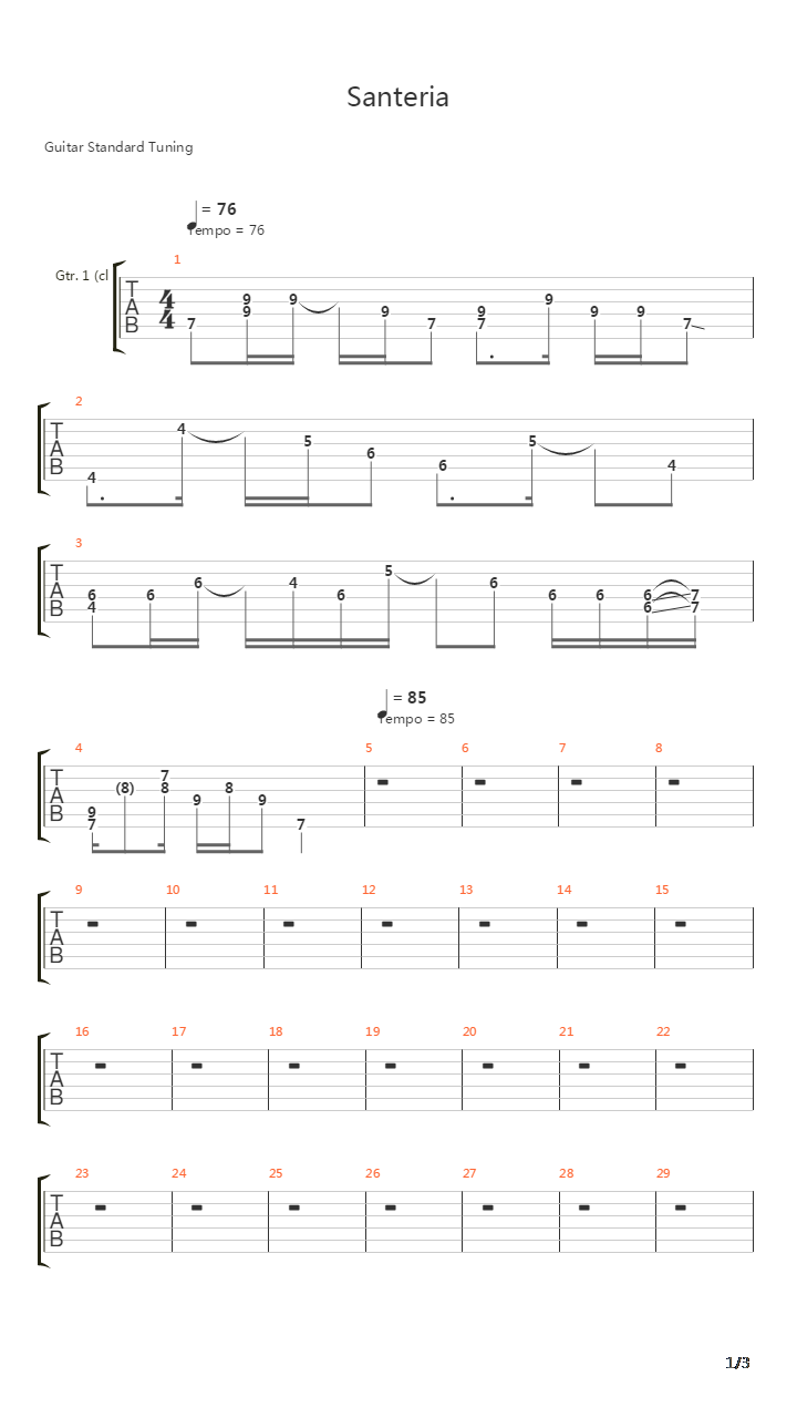 Santeria吉他谱