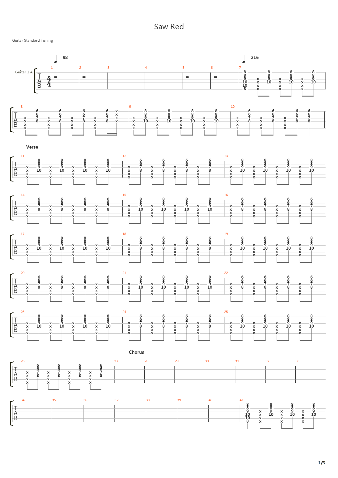 Saw Red吉他谱