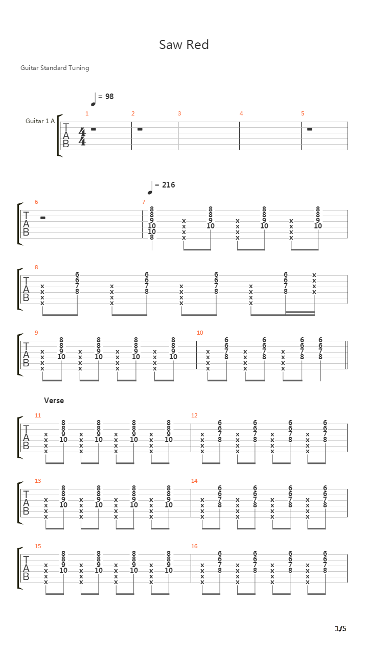 Saw Red吉他谱