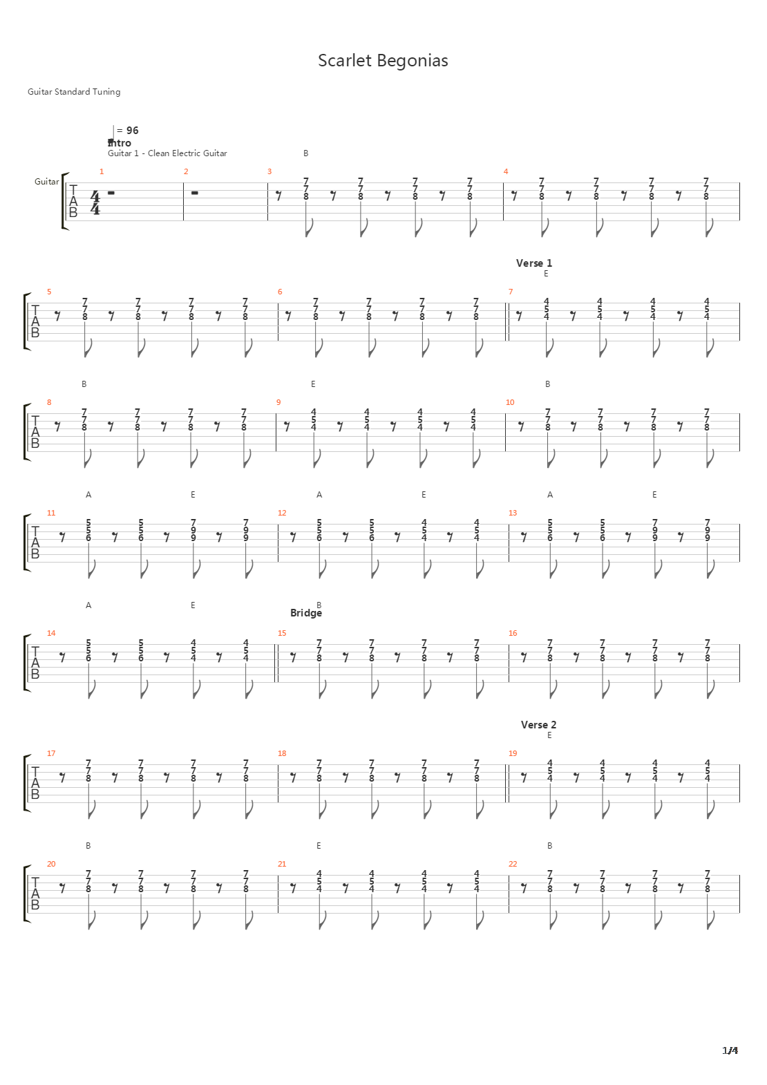 Scarlet Begonias吉他谱