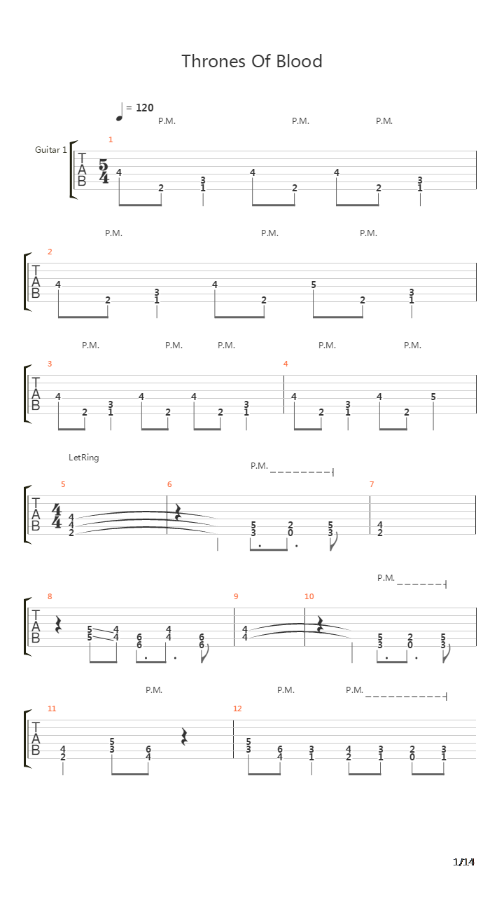Thrones Of Blood吉他谱