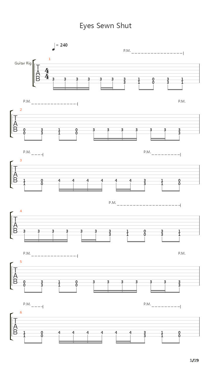 Eyes Sewn Shut吉他谱