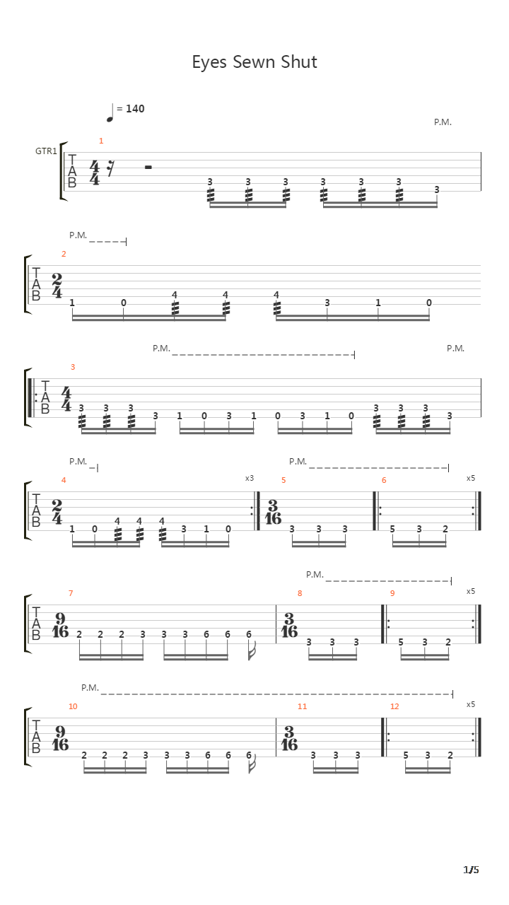 Eyes Sewn Shut吉他谱