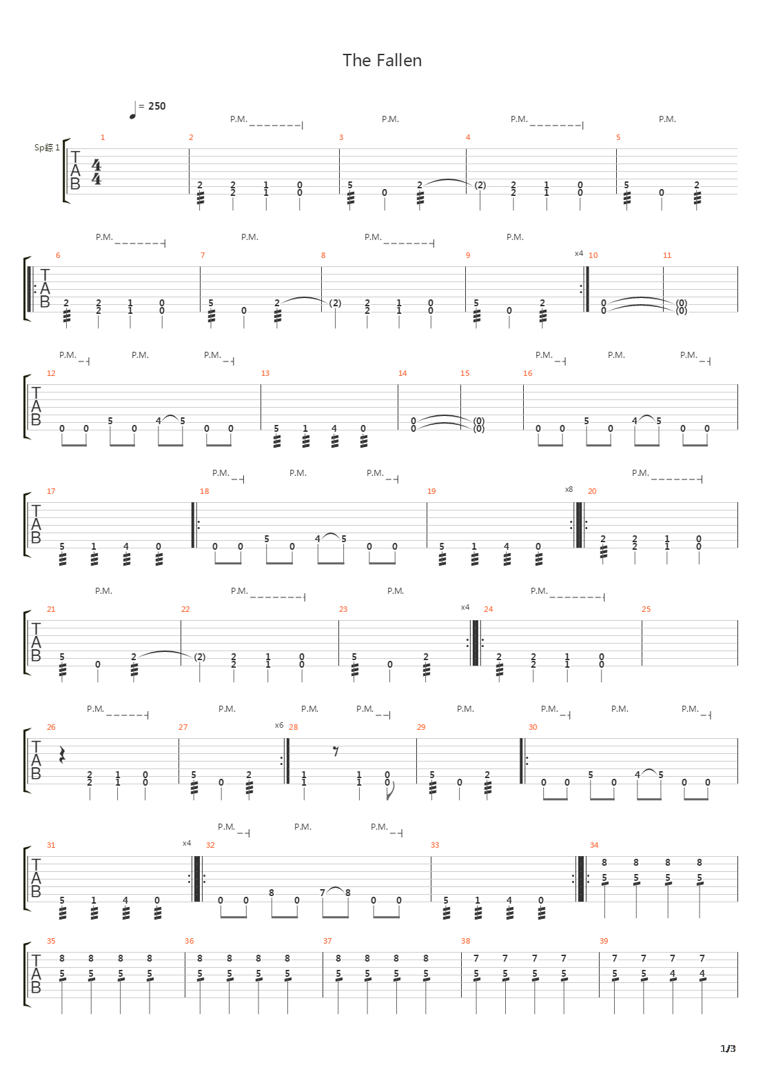 Fallen吉他谱