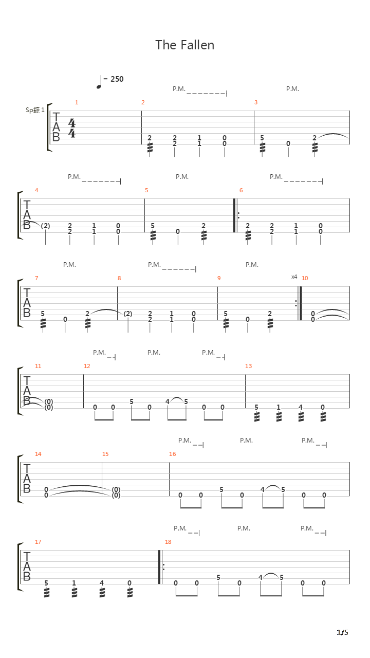 Fallen吉他谱