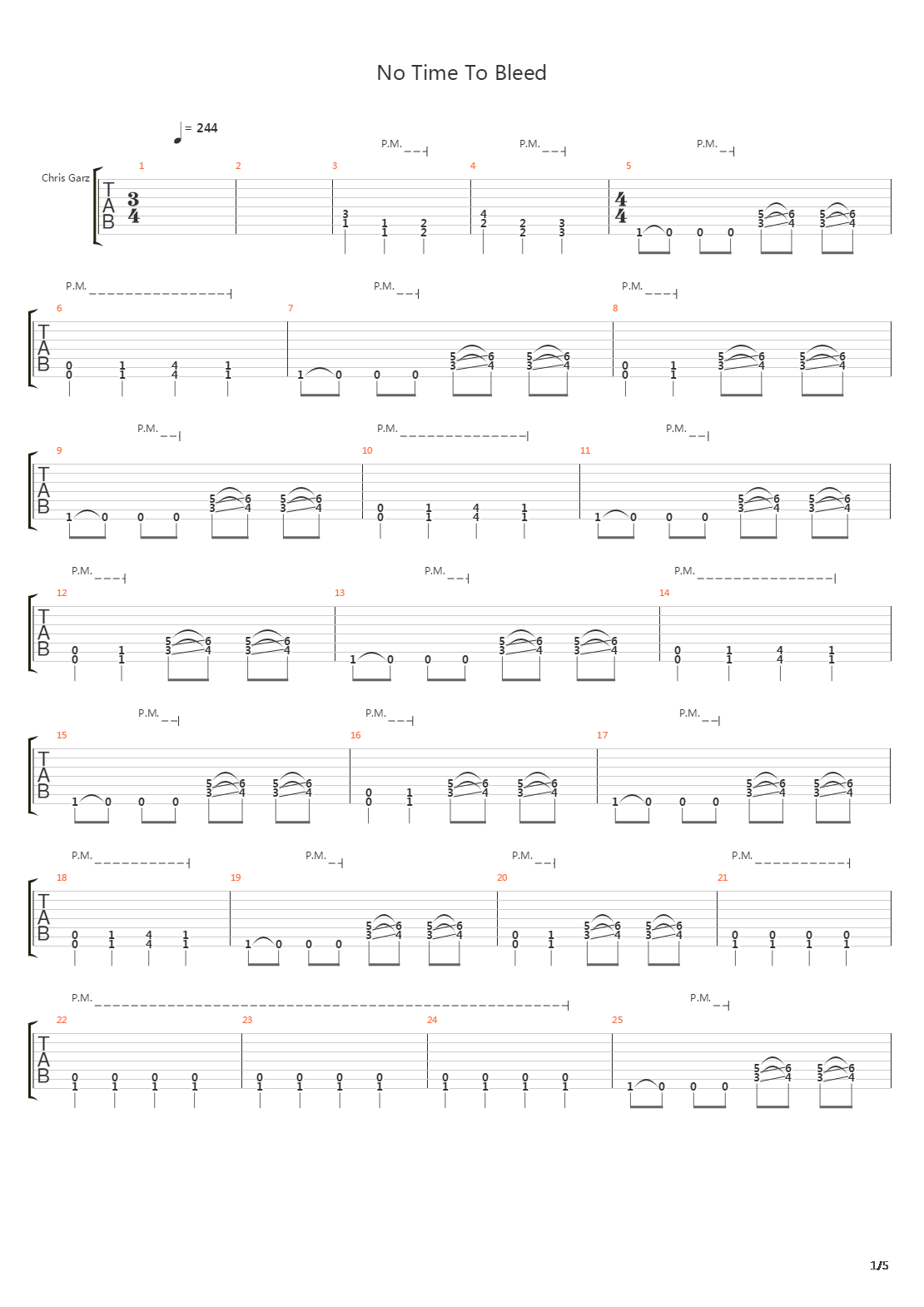 No Time To Bleed吉他谱