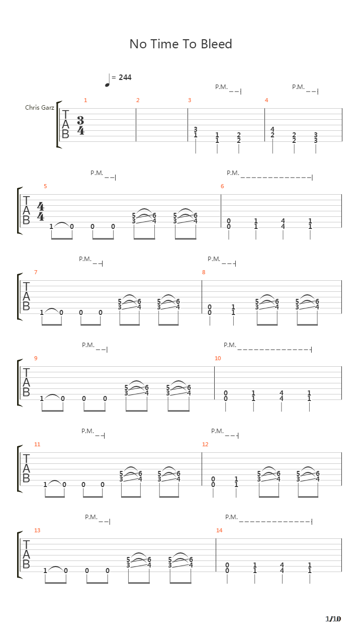 No Time To Bleed吉他谱