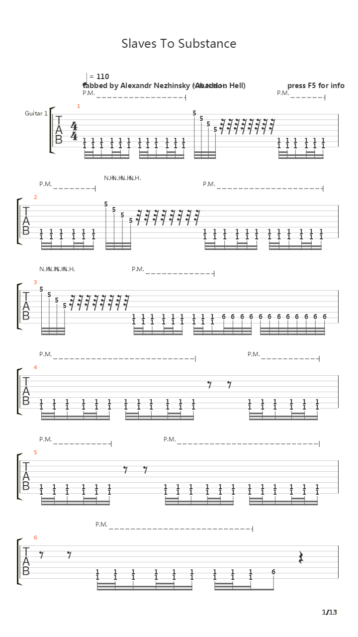 Slaves To Substance吉他谱