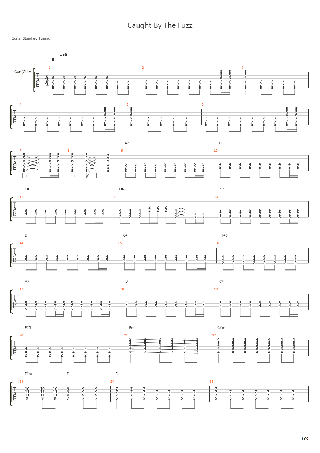 Caught By The Fuzz吉他谱