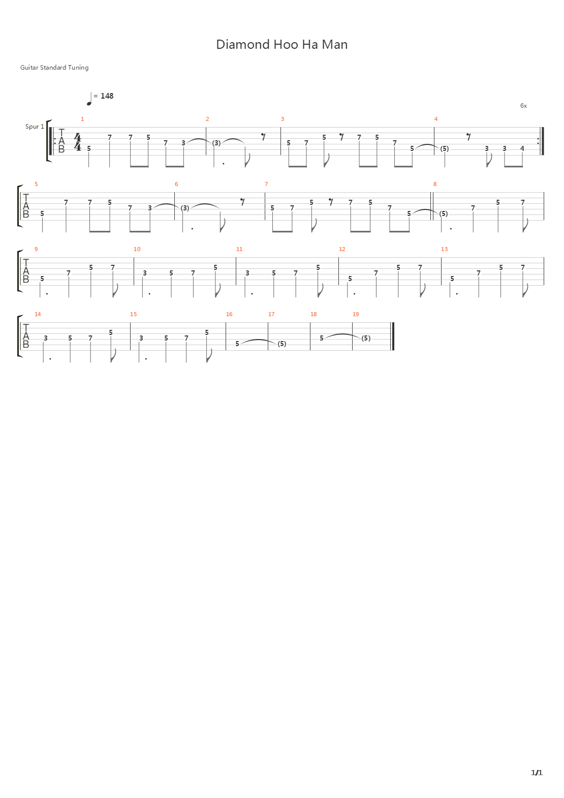 Diamond Hoo Ha Man吉他谱