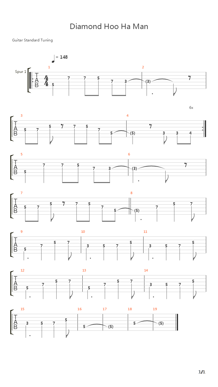 Diamond Hoo Ha Man吉他谱